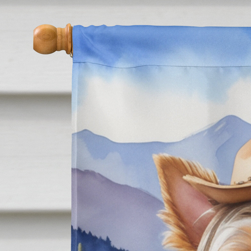 Yorkshire Terrier Yorkie Cowboy Welcome House Flag 28x40 Porch Sleeve Pole Decorative Outside Yard Banner Artwork Wall Hanging, Polyester