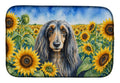 Afghan Hound in Sunflowers Dish Drying Mat Absorbent Dish Drying Mat Pad for Kitchen Counter Dish Drainer Mat for Countertop, 14 x 21", Multicolor