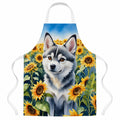 Alaskan Klee Kai in Sunflowers Apron Cooking Kitchen Server Baking Crafts Gardening for Adult Women Men, Unisex, Large, Multicolor
