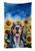 American English Coonhound in Sunflowers Kitchen Towel Velour Plush Front and Cotton Loop Back Machine Washable