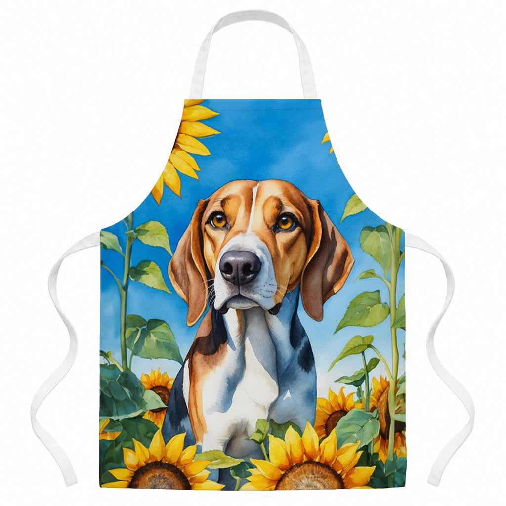 American Foxhound in Sunflowers Apron Cooking Kitchen Server Baking Crafts Gardening for Adult Women Men, Unisex, Large, Multicolor