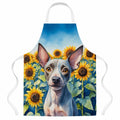 American Hairless Terrier in Sunflowers Apron Cooking Kitchen Server Baking Crafts Gardening for Adult Women Men, Unisex, Large, Multicolor