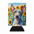 American Hairless Terrier in Sunflowers Can or Bottle Hugger Cooler Sleeve for Standard 12 oz Cans, Insulated Foam Beer & Soda Can Hugger Reusable