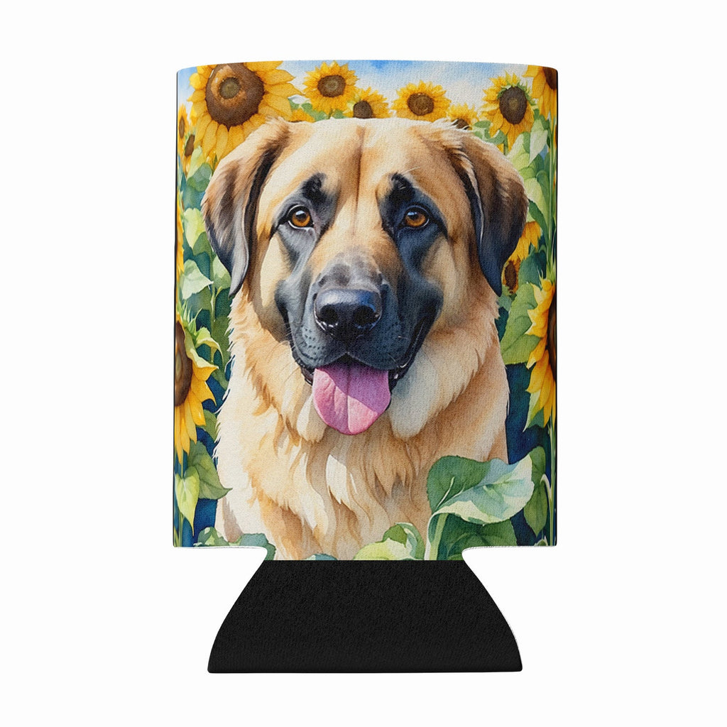 Anatolian Shepherd in Sunflowers Can or Bottle Hugger Cooler Sleeve for Standard 12 oz Cans, Insulated Foam Beer & Soda Can Hugger Reusable