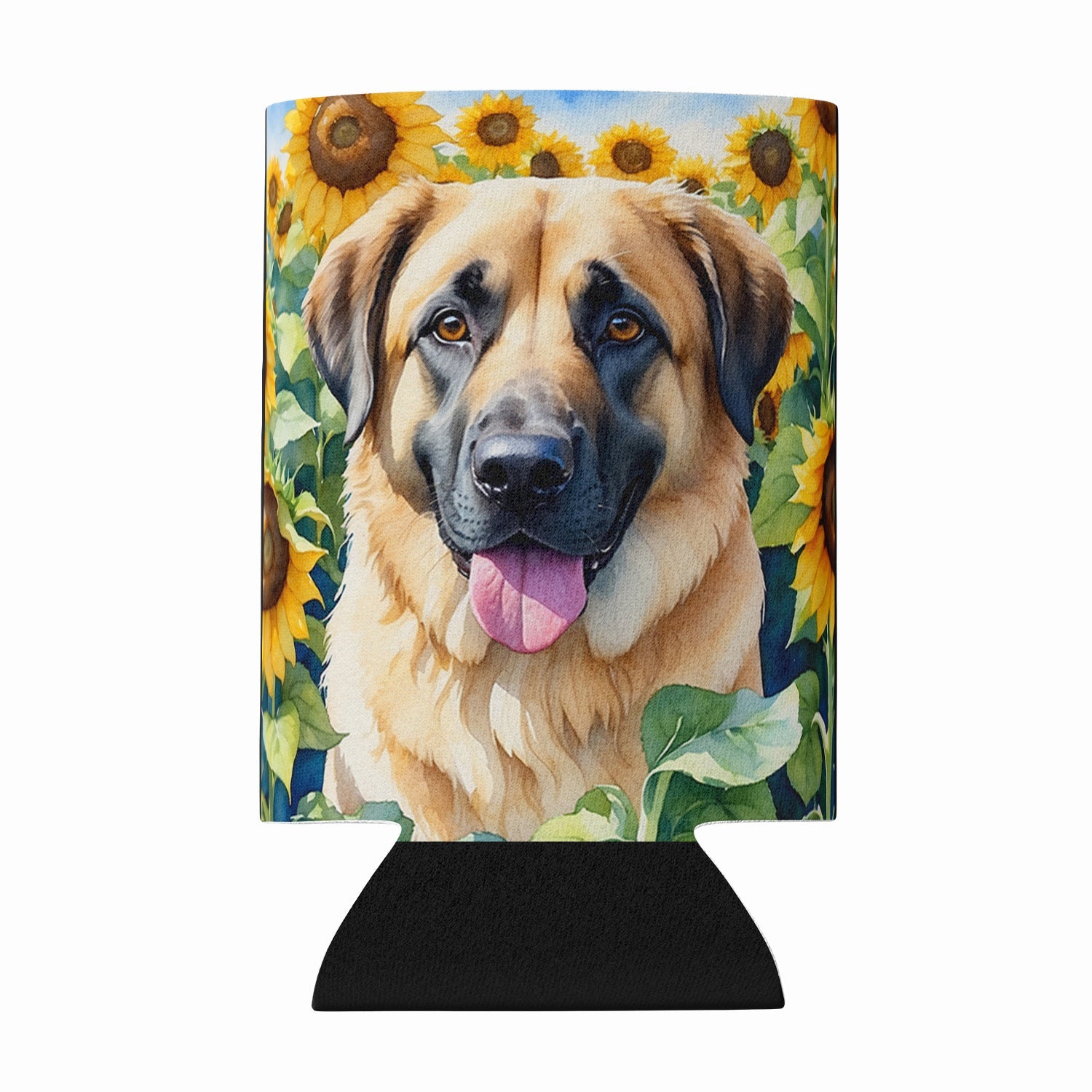 Anatolian Shepherd in Sunflowers Can or Bottle Hugger Cooler Sleeve for Standard 12 oz Cans, Insulated Foam Beer & Soda Can Hugger Reusable