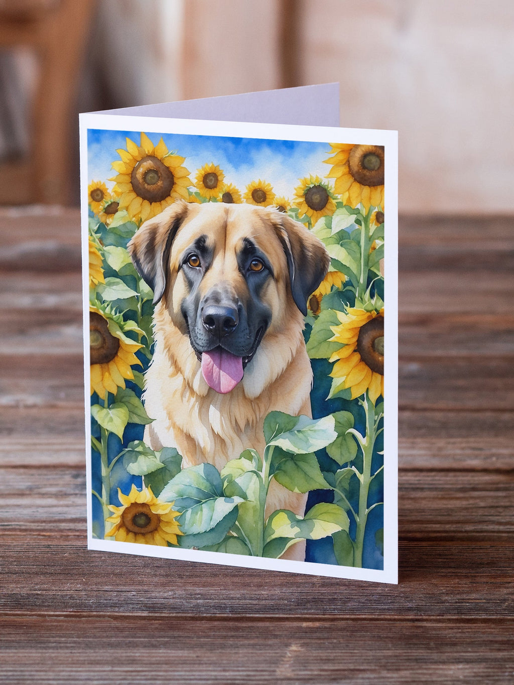 Anatolian Shepherd in Sunflowers Greeting Cards Pack of 8 Blank Cards with Envelopes Whimsical A7 Size 5x7