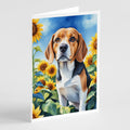 Beagle in Sunflowers Greeting Cards Pack of 8 Blank Cards with Envelopes Whimsical A7 Size 5x7
