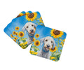 Bedlington Terrier in Sunflowers Foam Coasters Set of 4 Cup Coasters for Indoor Outdoor, Tabletop Protection, Anti Slip, Mouse pad Material