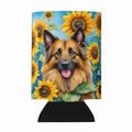 Belgian Tervuren in Sunflowers Can or Bottle Hugger Cooler Sleeve for Standard 12 oz Cans, Insulated Foam Beer & Soda Can Hugger Reusable