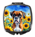 Boxer in Sunflowers Compact Mirror Decorative Travel Makeup Mirror for Women Girls Gifts Pocket Makeup Mirror Folding Handheld