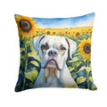 Boxer in Sunflowers Decorative Throw Pillow 18x18 Indoor Outdoor Accent Cushion, Fabric Cover with Insert for Sofa, Bed, Porch & Living Room