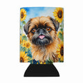 Brussels Griffon in Sunflowers Can or Bottle Hugger Cooler Sleeve for Standard 12 oz Cans, Insulated Foam Beer & Soda Can Hugger Reusable