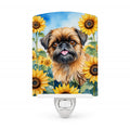 Brussels Griffon in Sunflowers Ceramic Night Light Compact, UL-Certified, Ideal for Bedroom, Bathroom, Nursery, Hallway, Kitchen, 6x4x3, Multicolor
