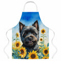Cairn Terrier in Sunflowers Apron Cooking Kitchen Server Baking Crafts Gardening for Adult Women Men, Unisex, Large, Multicolor