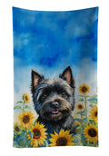 Cairn Terrier in Sunflowers Kitchen Towel Velour Plush Front and Cotton Loop Back Machine Washable