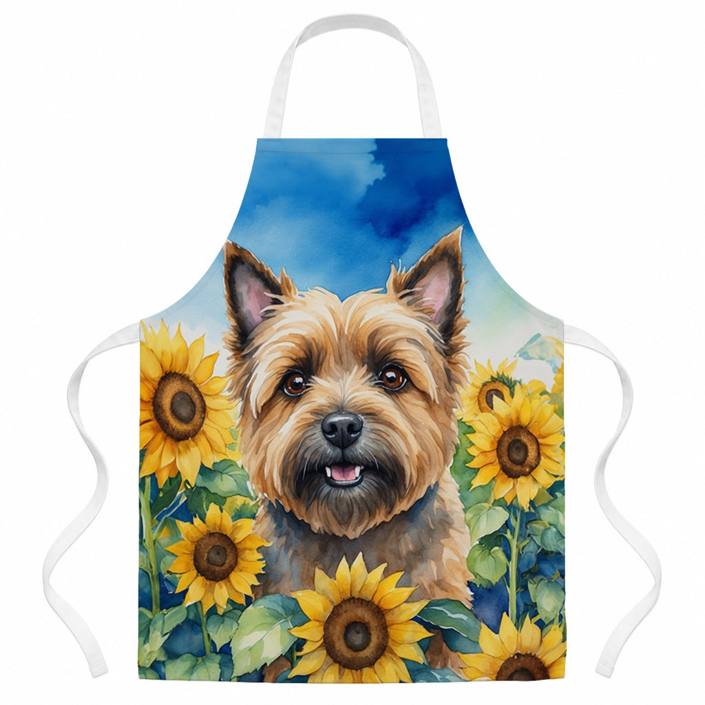 Cairn Terrier in Sunflowers Apron Cooking Kitchen Server Baking Crafts Gardening for Adult Women Men, Unisex, Large, Multicolor
