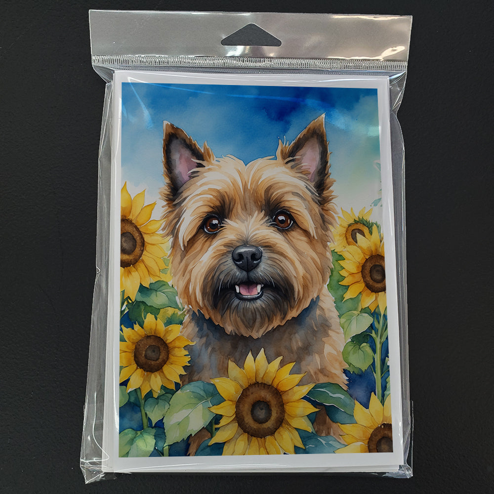 Cairn Terrier in Sunflowers Greeting Cards Pack of 8 Blank Cards with Envelopes Whimsical A7 Size 5x7