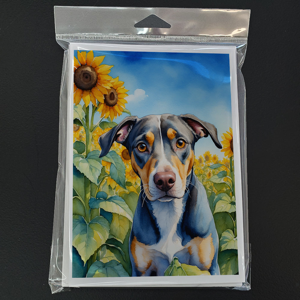 Catahoula in Sunflowers Greeting Cards Pack of 8 Blank Cards with Envelopes Whimsical A7 Size 5x7