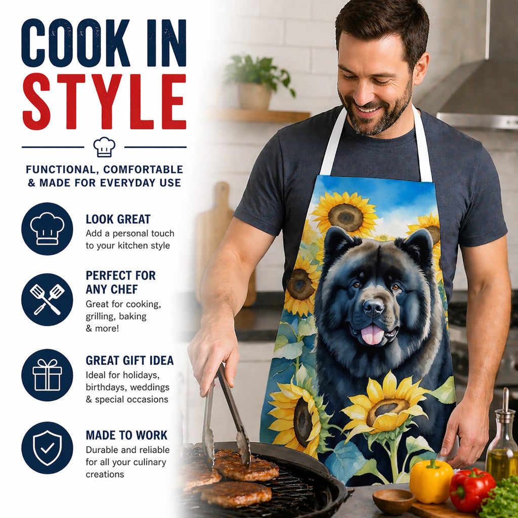 Chow Chow in Sunflowers Apron Cooking Kitchen Server Baking Crafts Gardening for Adult Women Men, Unisex, Large, Multicolor