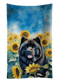 Chow Chow in Sunflowers Kitchen Towel Velour Plush Front and Cotton Loop Back Machine Washable