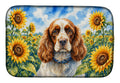 Cocker Spaniel in Sunflowers Dish Drying Mat Absorbent Dish Drying Mat Pad for Kitchen Counter Dish Drainer Mat for Countertop, 14 x 21", Multicolor