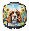 Cocker Spaniel in Sunflowers Compact Mirror Decorative Travel Makeup Mirror for Women Girls Gifts Pocket Makeup Mirror Folding Handheld