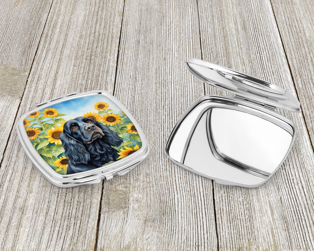 Cocker Spaniel in Sunflowers Compact Mirror Decorative Travel Makeup Mirror for Women Girls Gifts Pocket Makeup Mirror Folding Handheld
