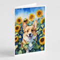 Corgi in Sunflowers Greeting Cards Pack of 8 Blank Cards with Envelopes Whimsical A7 Size 5x7