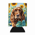 English Cocker Spaniel in Sunflowers Can or Bottle Hugger Cooler Sleeve for Standard 12 oz Cans, Insulated Foam Beer & Soda Can Hugger Reusable