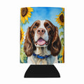 English Springer Spaniel in Sunflowers Can or Bottle Hugger Cooler Sleeve for Standard 12 oz Cans, Insulated Foam Beer & Soda Can Hugger Reusable