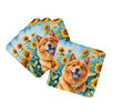 Finnish Spitz in Sunflowers Foam Coasters Set of 4 Cup Coasters for Indoor Outdoor, Tabletop Protection, Anti Slip, Mouse pad Material