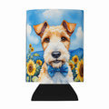 Fox Terrier in Sunflowers Can or Bottle Hugger Cooler Sleeve for Standard 12 oz Cans, Insulated Foam Beer & Soda Can Hugger Reusable