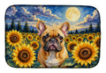 French Bulldog in Sunflowers Dish Drying Mat Absorbent Dish Drying Mat Pad for Kitchen Counter Dish Drainer Mat for Countertop, 14 x 21", Multicolor
