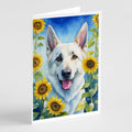 White German Shepherd in Sunflowers Greeting Cards Pack of 8 Blank Cards with Envelopes Whimsical A7 Size 5x7