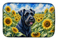 Giant Schnauzer in Sunflowers Dish Drying Mat Absorbent Dish Drying Mat Pad for Kitchen Counter Dish Drainer Mat for Countertop, 14 x 21", Multicolor