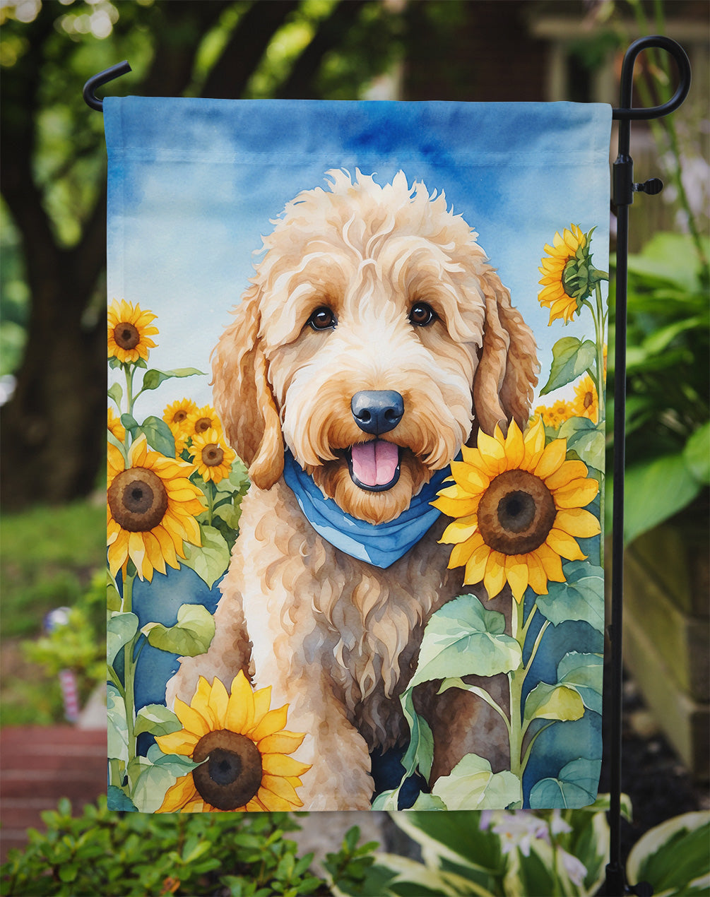 Goldendoodle in Sunflowers Garden Flag Mailbox Decorative Yard Banner Outside Patio Artwork for Flower Beds, Garden Size, Multicolor