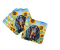 Gordon Setter in Sunflowers Foam Coasters Set of 4 Cup Coasters for Indoor Outdoor, Tabletop Protection, Anti Slip, Mouse pad Material