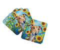 Greyhound in Sunflowers Foam Coasters Set of 4 Cup Coasters for Indoor Outdoor, Tabletop Protection, Anti Slip, Mouse pad Material