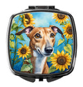 Greyhound in Sunflowers Compact Mirror Decorative Travel Makeup Mirror for Women Girls Gifts Pocket Makeup Mirror Folding Handheld