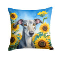 Greyhound in Sunflowers Decorative Throw Pillow 18x18 Indoor Outdoor Accent Cushion, Fabric Cover with Insert for Sofa, Bed, Porch & Living Room