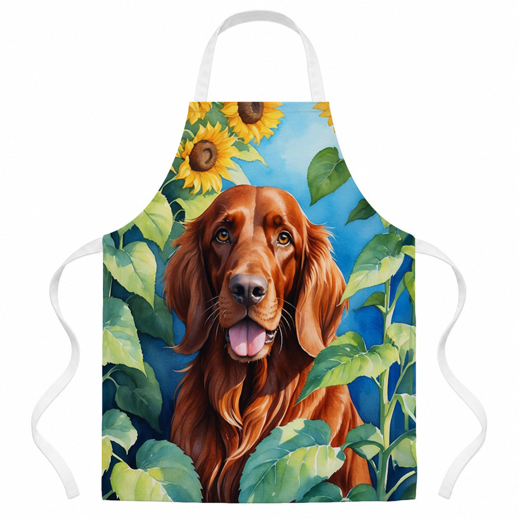 Irish Setter in Sunflowers Apron Cooking Kitchen Server Baking Crafts Gardening for Adult Women Men, Unisex, Large, Multicolor