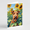 Irish Terrier in Sunflowers Greeting Cards Pack of 8 Blank Cards with Envelopes Whimsical A7 Size 5x7