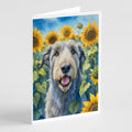 Irish Wolfhound in Sunflowers Greeting Cards Pack of 8 Blank Cards with Envelopes Whimsical A7 Size 5x7