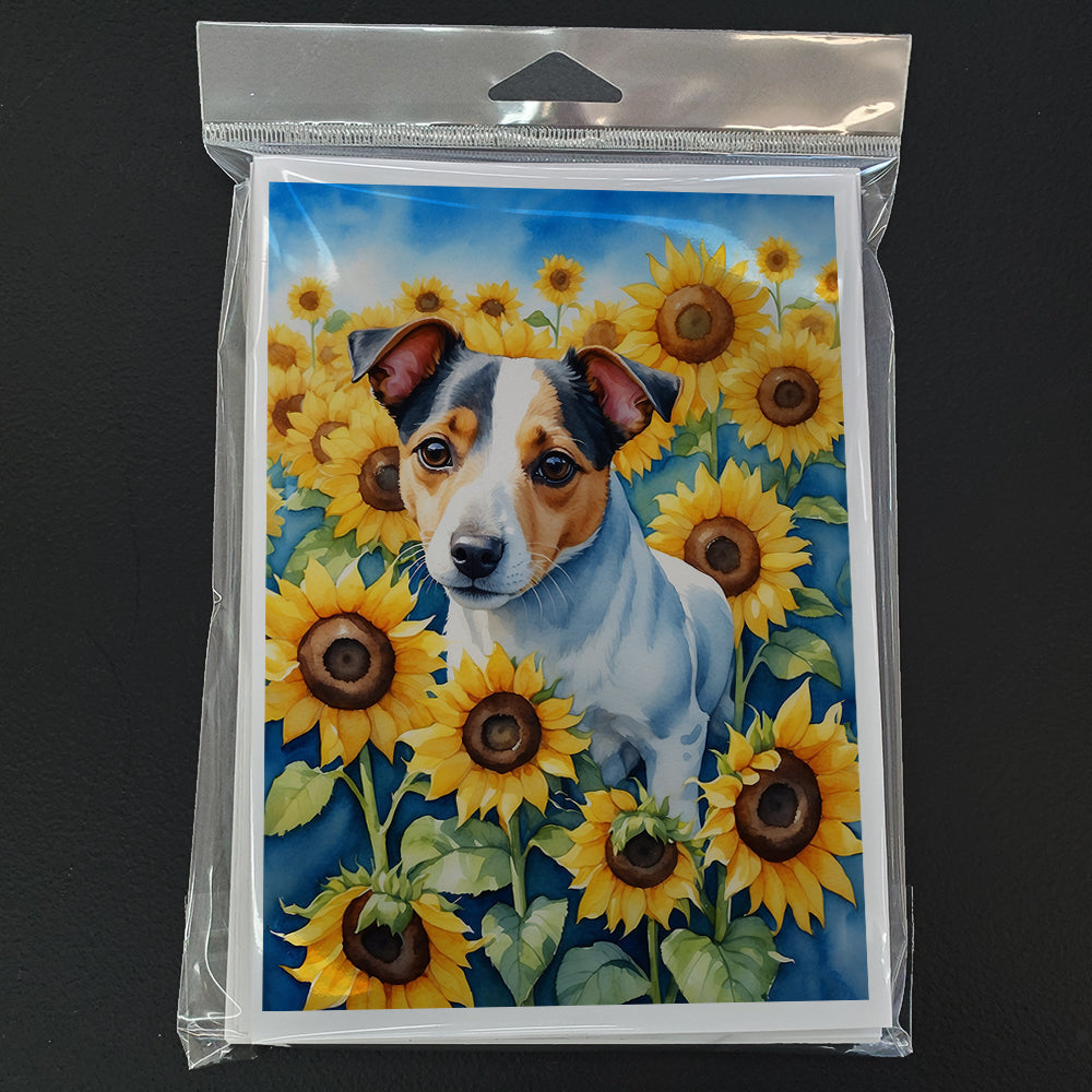 Jack Russell Terrier in Sunflowers Greeting Cards Pack of 8 Blank Cards with Envelopes Whimsical A7 Size 5x7