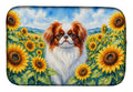 Japanese Chin in Sunflowers Dish Drying Mat Absorbent Dish Drying Mat Pad for Kitchen Counter Dish Drainer Mat for Countertop, 14 x 21", Multicolor