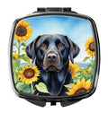 Labrador Retriever in Sunflowers Compact Mirror Decorative Travel Makeup Mirror for Women Girls Gifts Pocket Makeup Mirror Folding Handheld