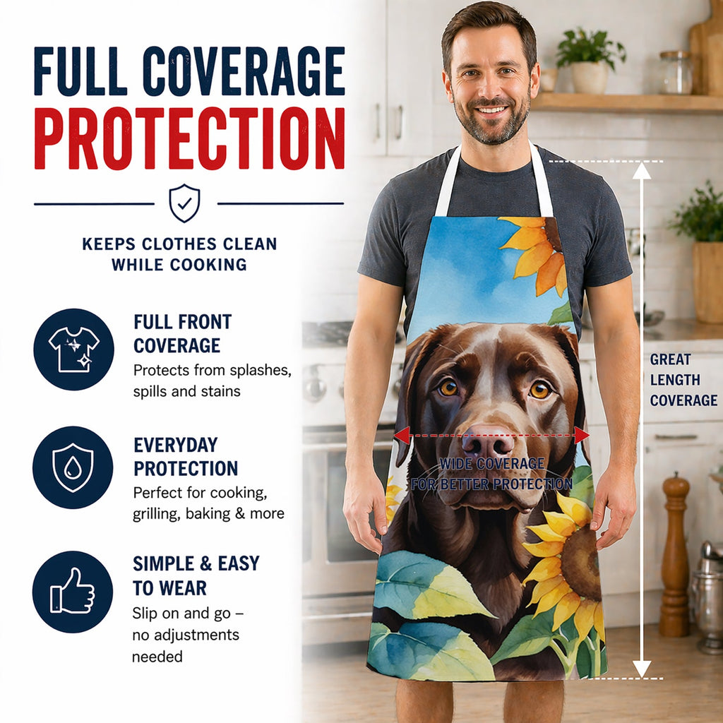 Labrador Retriever in Sunflowers Apron Cooking Kitchen Server Baking Crafts Gardening for Adult Women Men, Unisex, Large, Multicolor