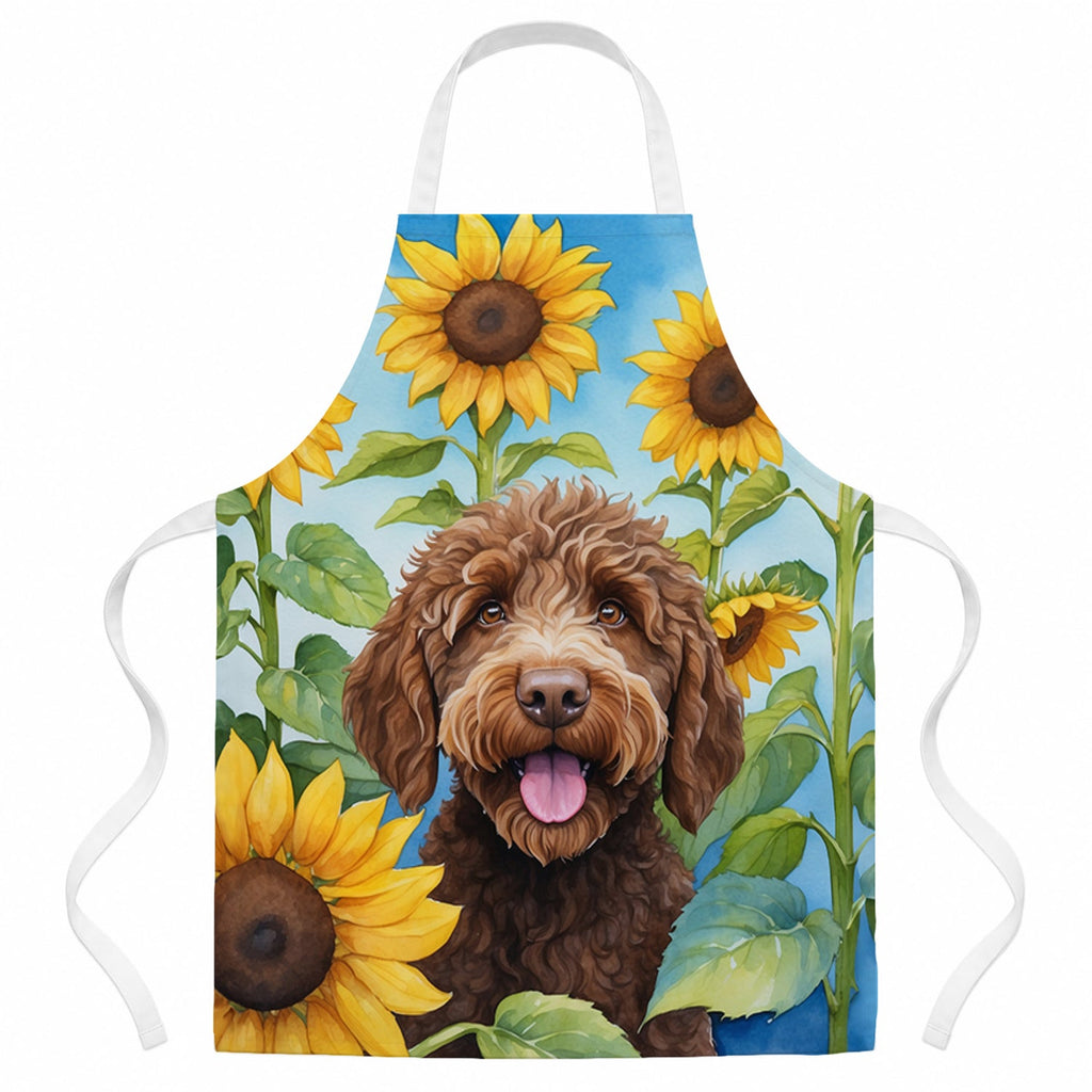 Labradoodle in Sunflowers Apron Cooking Kitchen Server Baking Crafts Gardening for Adult Women Men, Unisex, Large, Multicolor