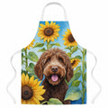 Labradoodle in Sunflowers Apron Cooking Kitchen Server Baking Crafts Gardening for Adult Women Men, Unisex, Large, Multicolor
