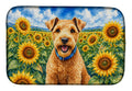 Lakeland Terrier in Sunflowers Dish Drying Mat Absorbent Dish Drying Mat Pad for Kitchen Counter Dish Drainer Mat for Countertop, 14 x 21", Multicolor